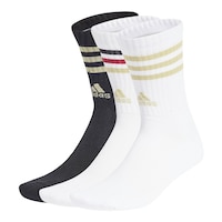adidas Unisex Sportswear 3-Stripe Cushioned Crew Socks - 3 Pack Front_Angled_Left
