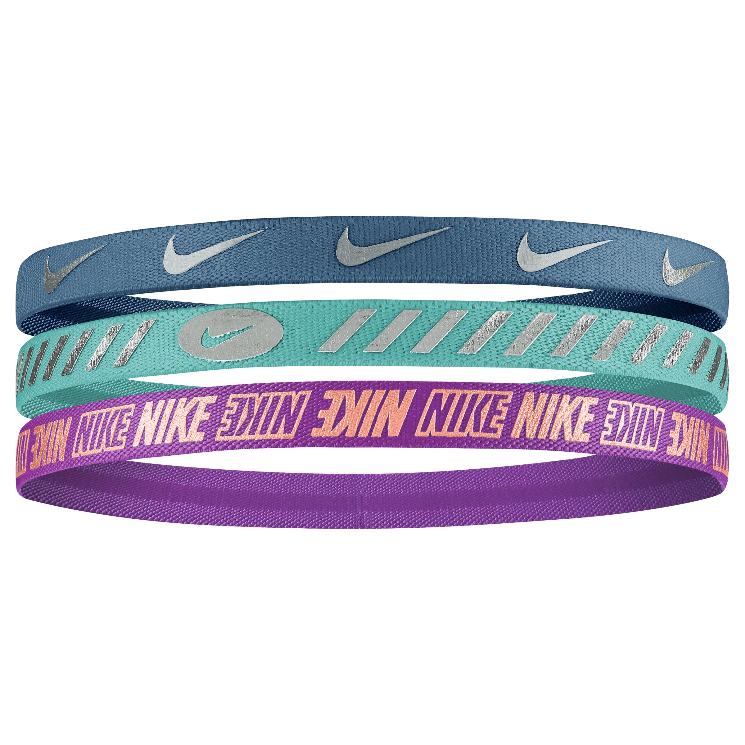 Nike YA Metallic 3.0 Headband - 3pk Front_Flat