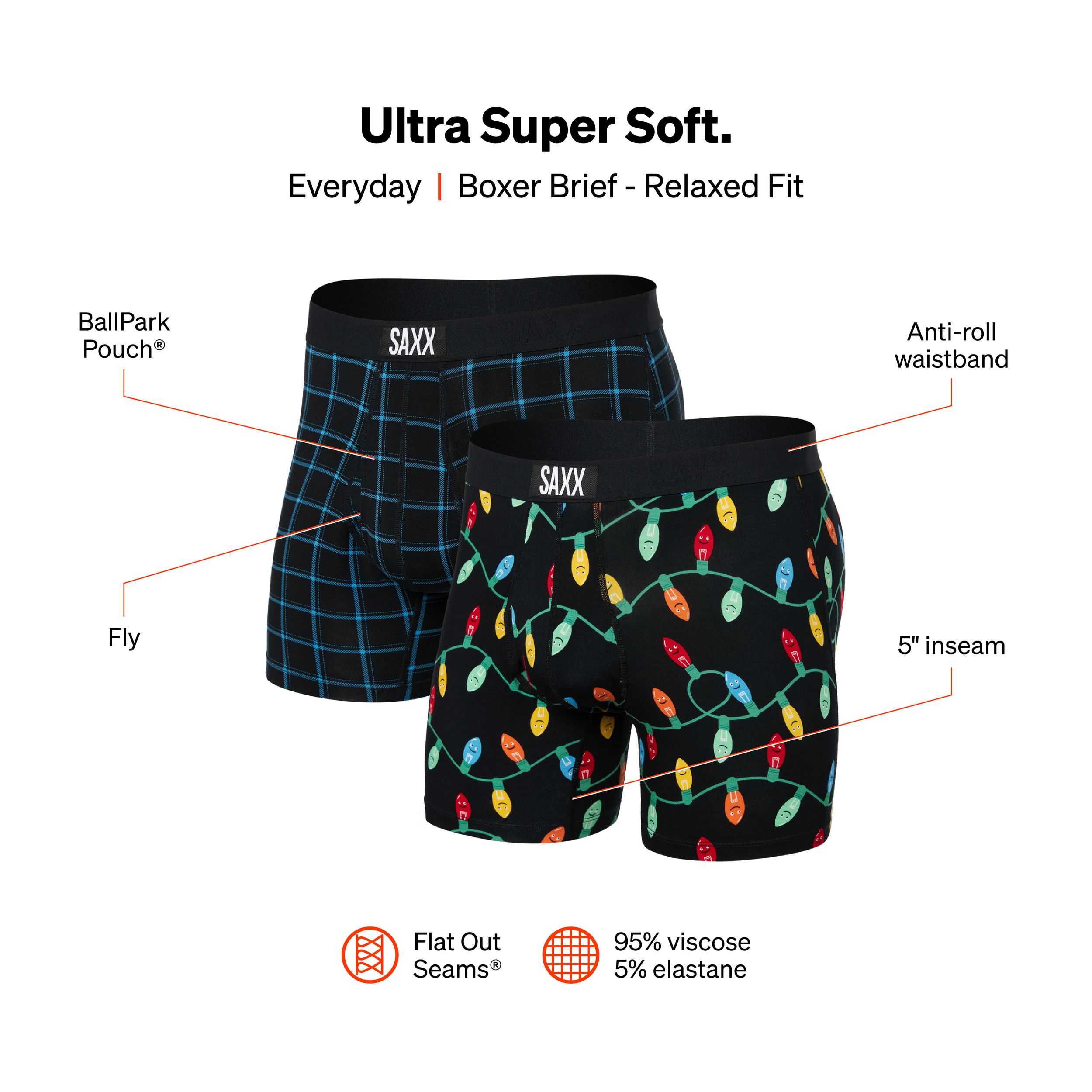 SAXX Men's Ultra Holiday Boxer Brief - 2 Pack