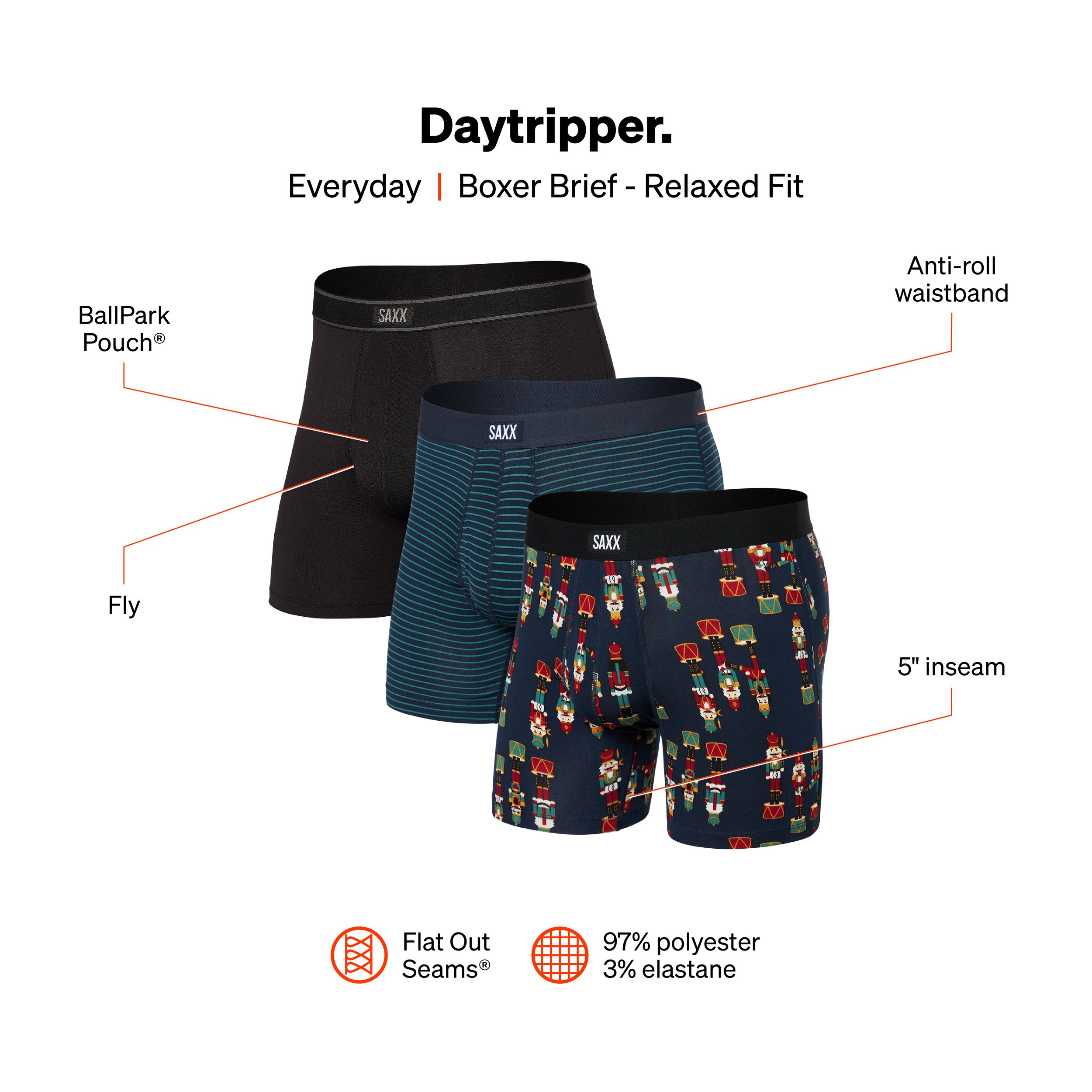 SAXX Men's Daytripper BallPark Pouch™ Briefs - 3pk
