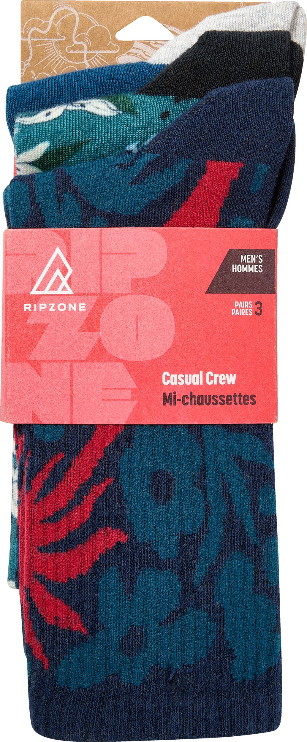 Ripzone Men's Tropical Vibes Crew Socks - 3 Pack