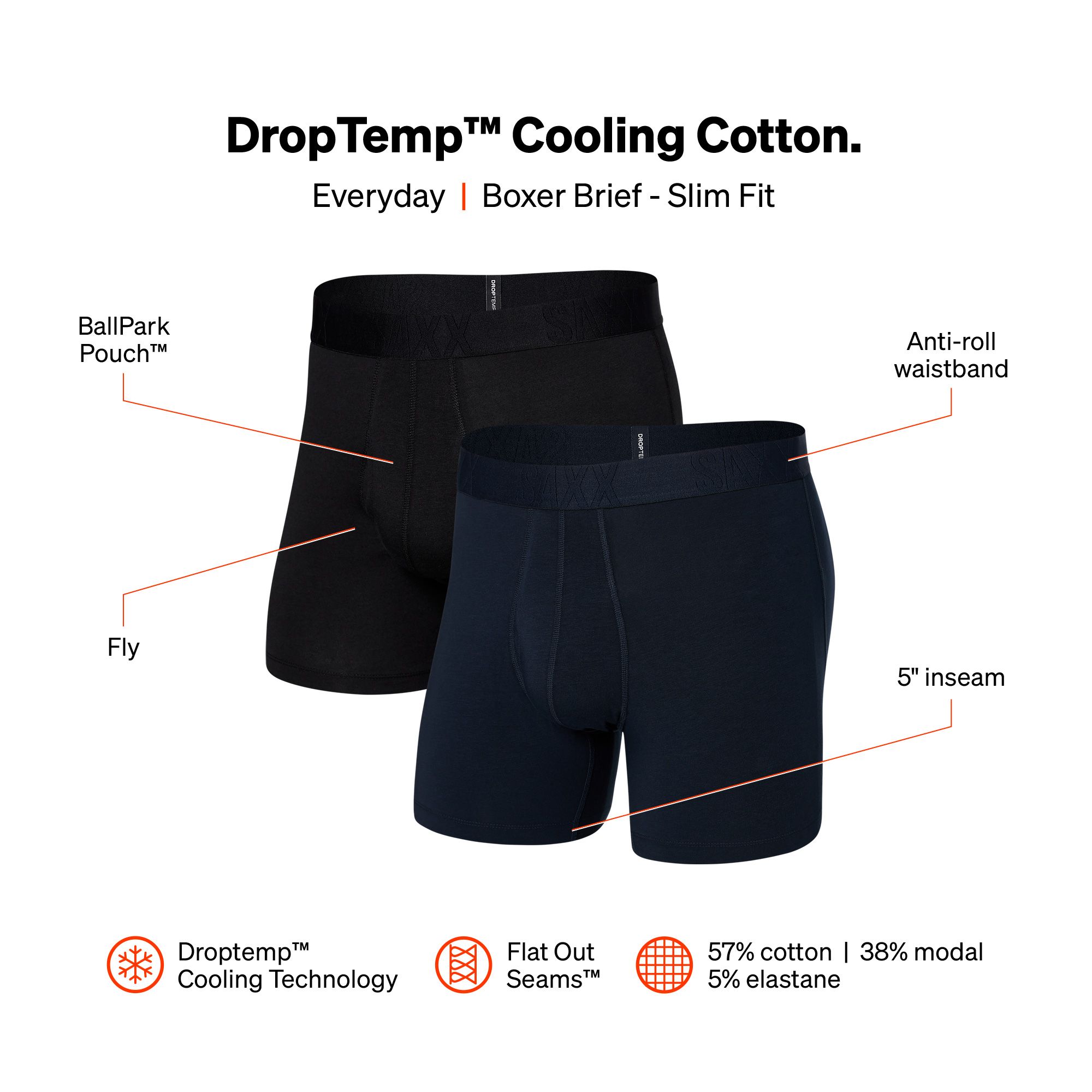 SAXX Men's DropTemp® Cotton Boxer Brief - 2pk