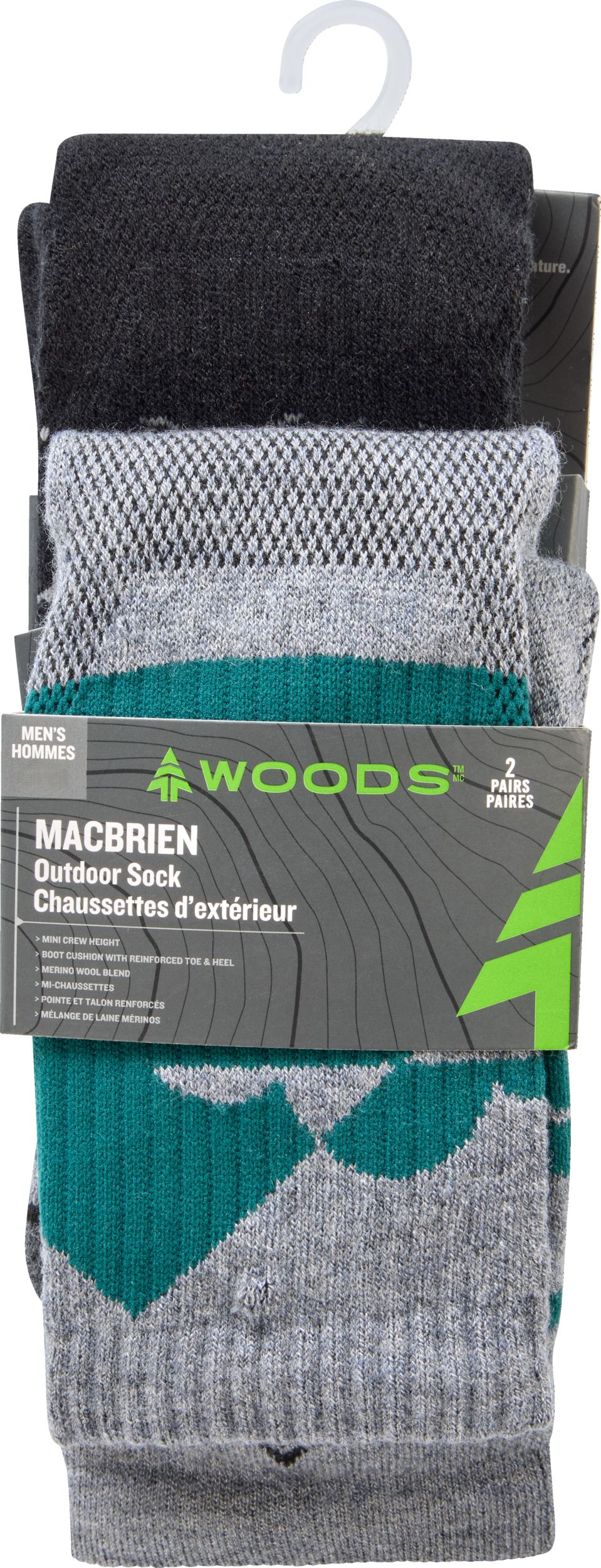 Woods Men's Macbrien Quarter Length Socks - 2 Pack