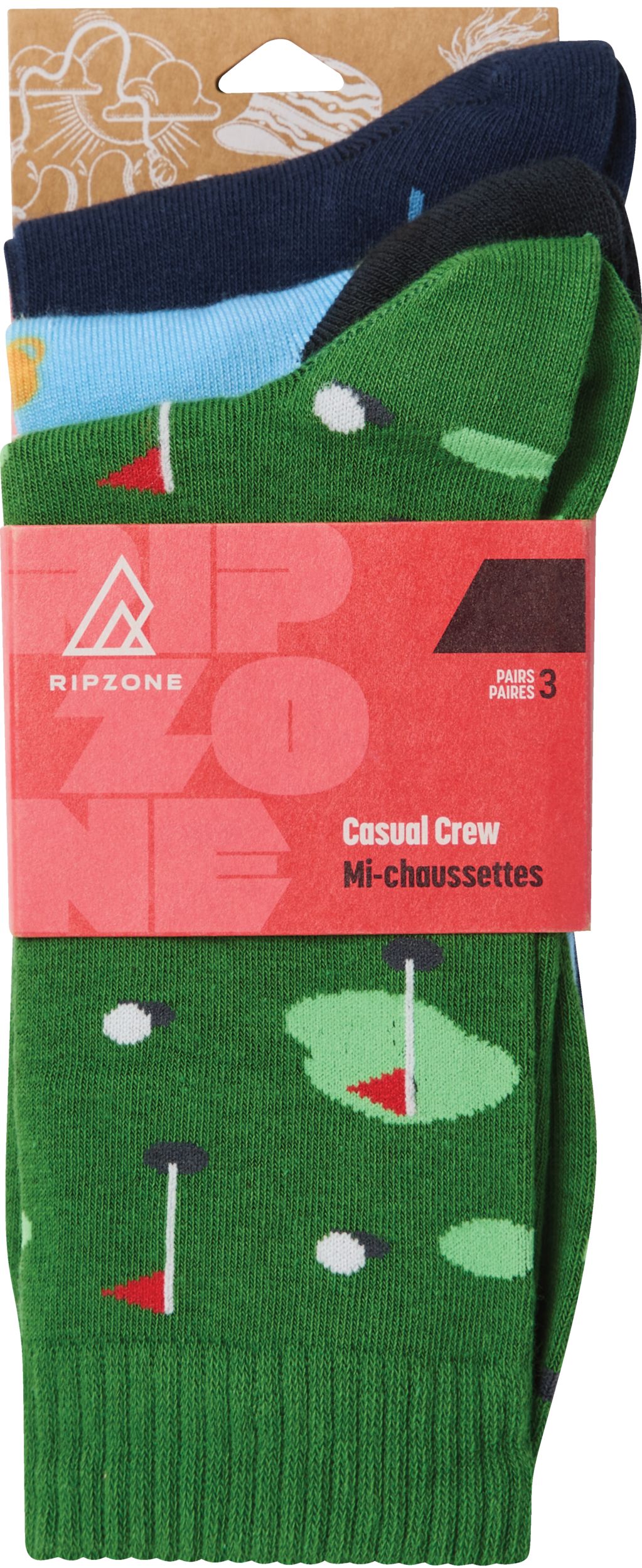 Ripzone Men's Golf Crew Socks - 3 Pack