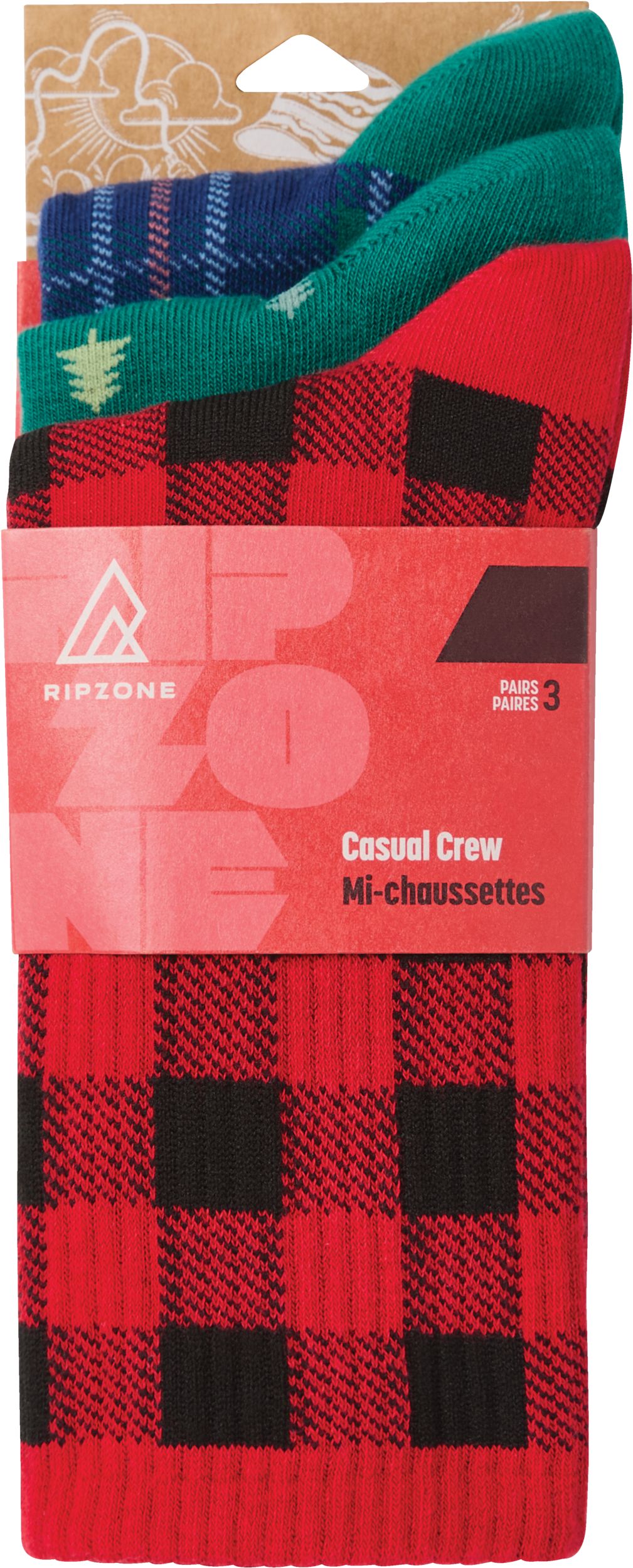 Ripzone Men's Holiday Crew Socks - 3 Pack