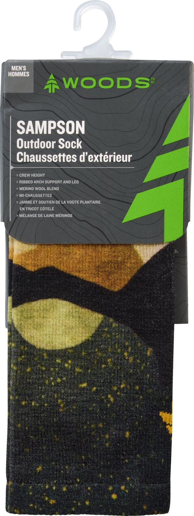Woods Men's Sampson Everyday All Over Print Crew Socks Front_Flat
