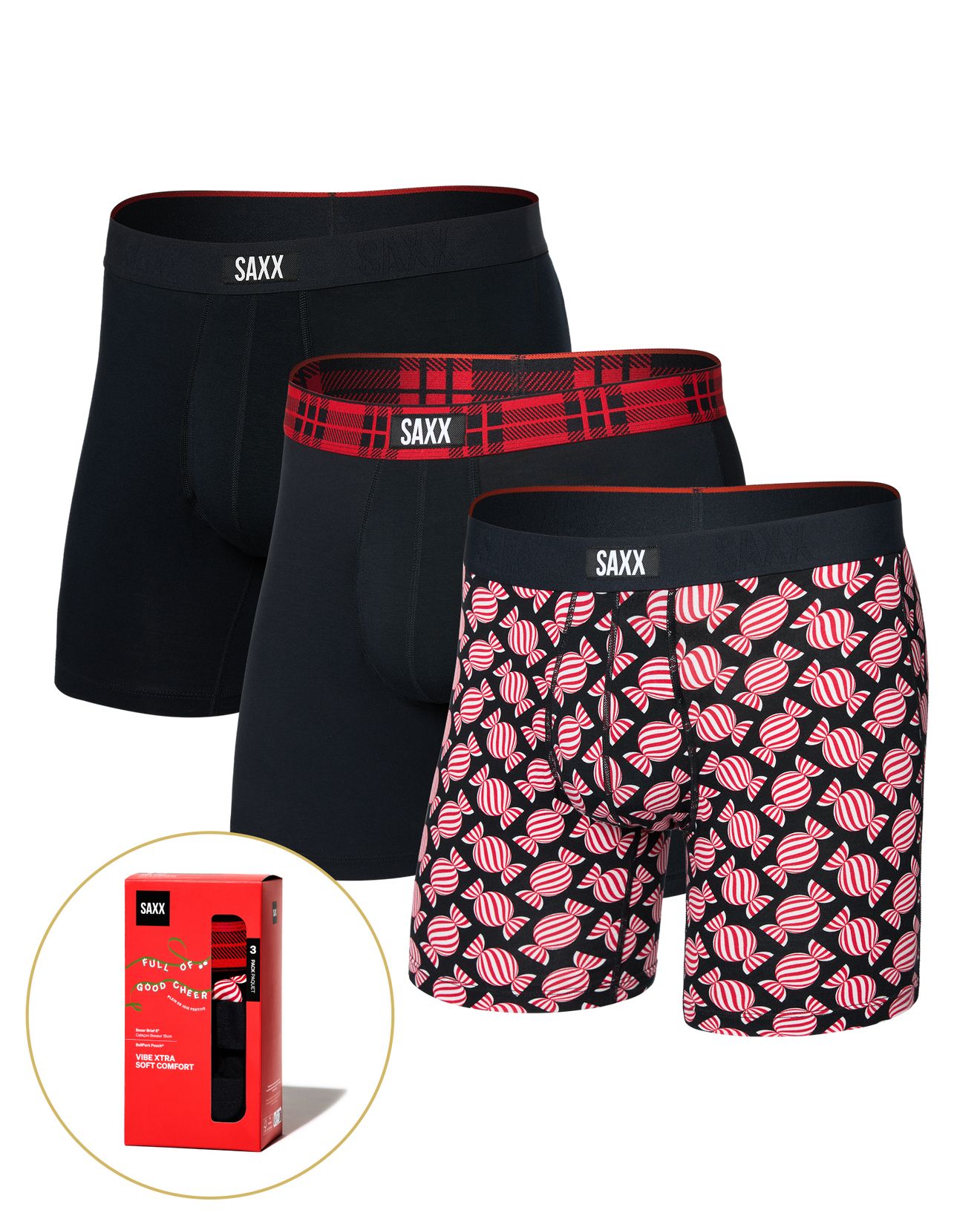 SAXX Men's Vibe Xtra Holiday Boxer Brief - 3 Pack