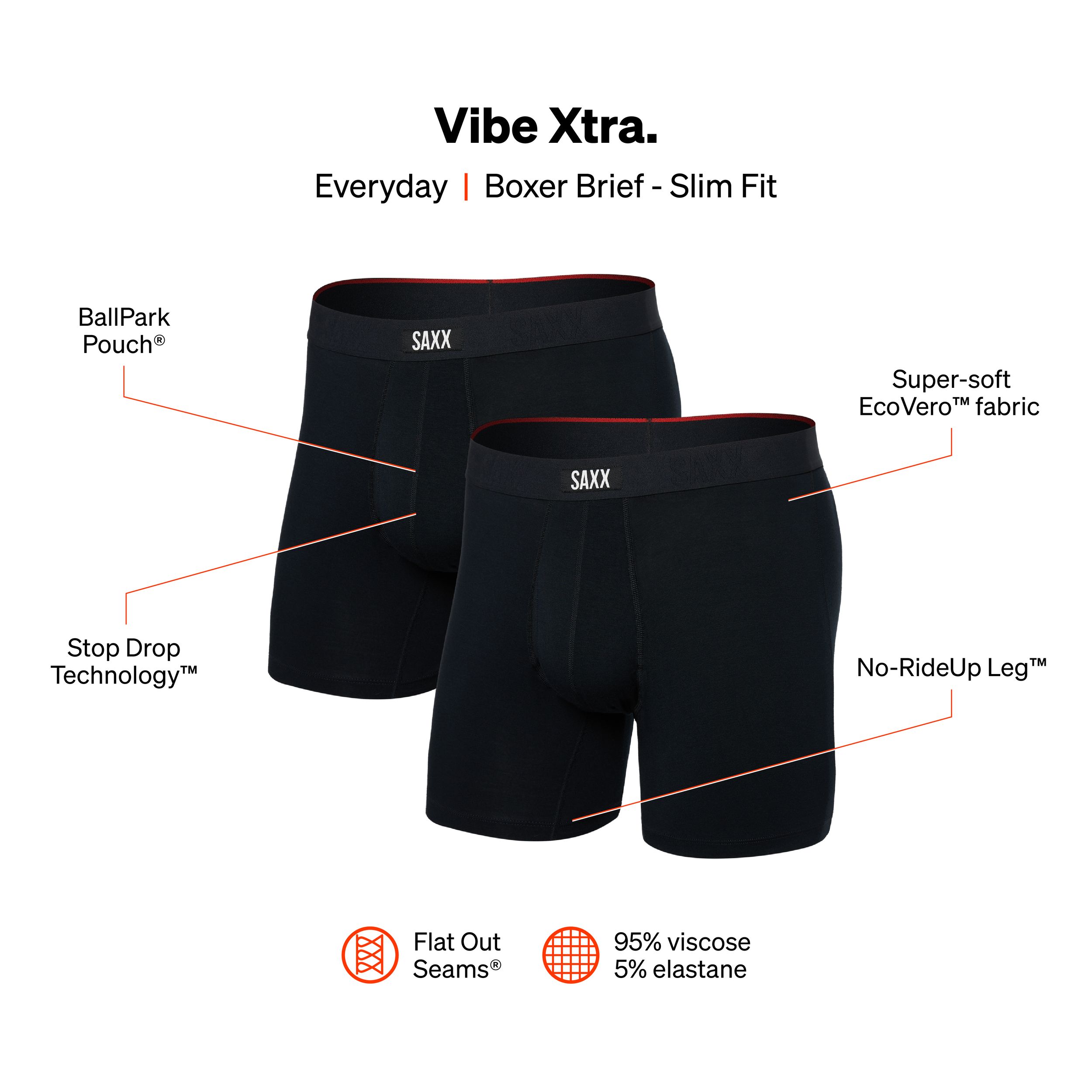 SAXX Men's Vibe Xtra BallPark Pouch™ Briefs - 2pk
