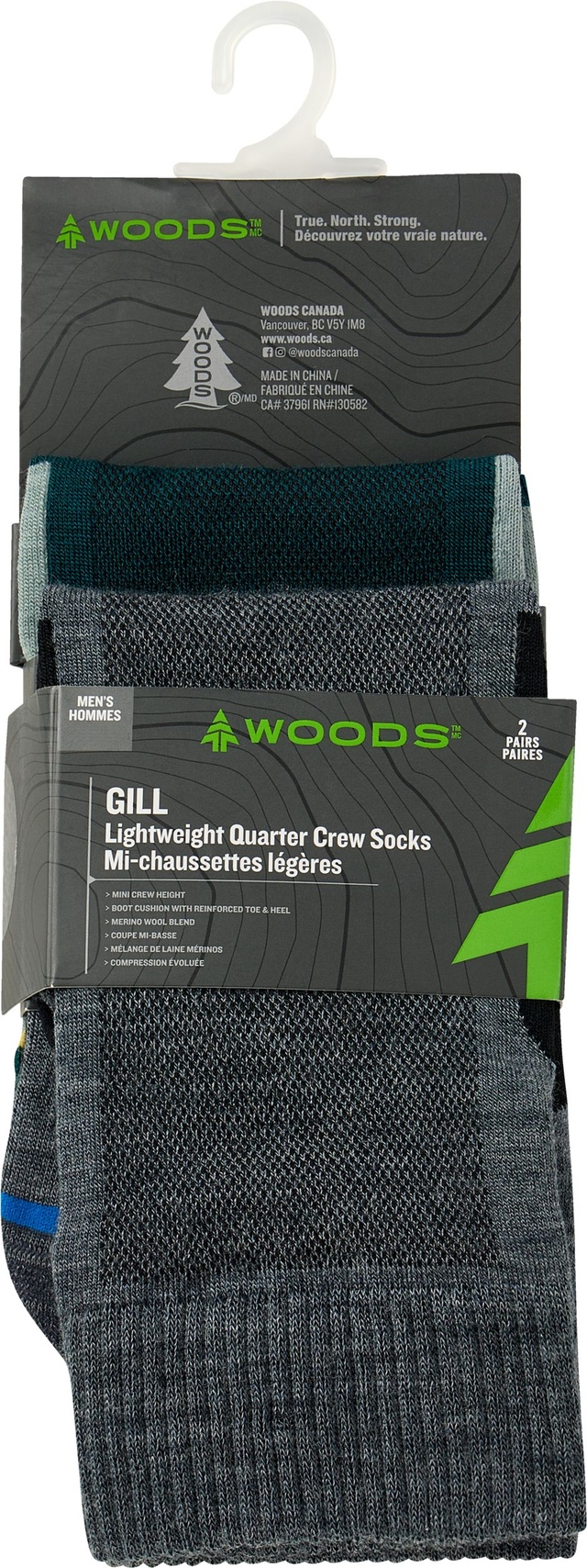 Woods Men's Gill Quarter Crew Socks