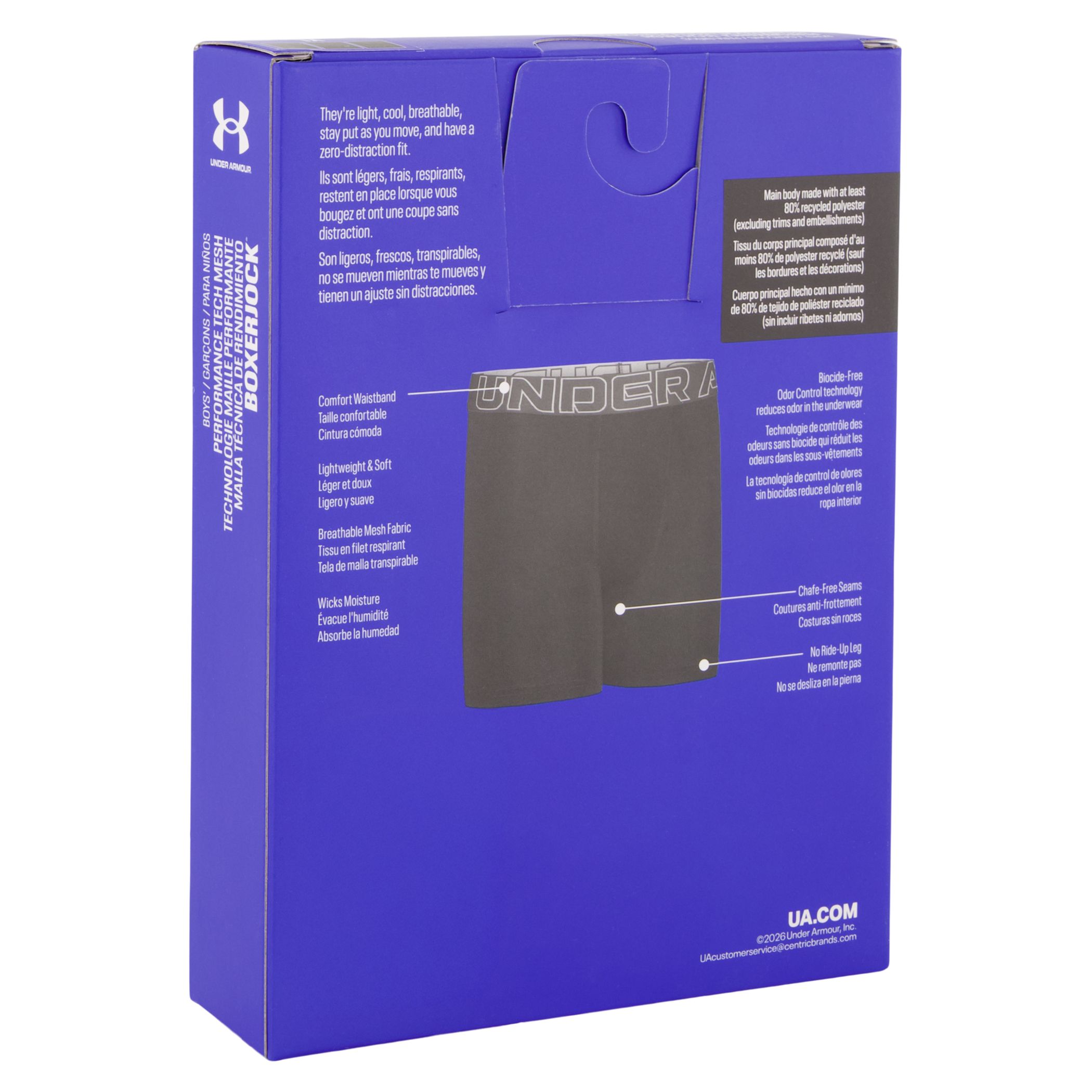 Under Armour Youth Performance Tech™ 6" Boxer Brief 3-pk