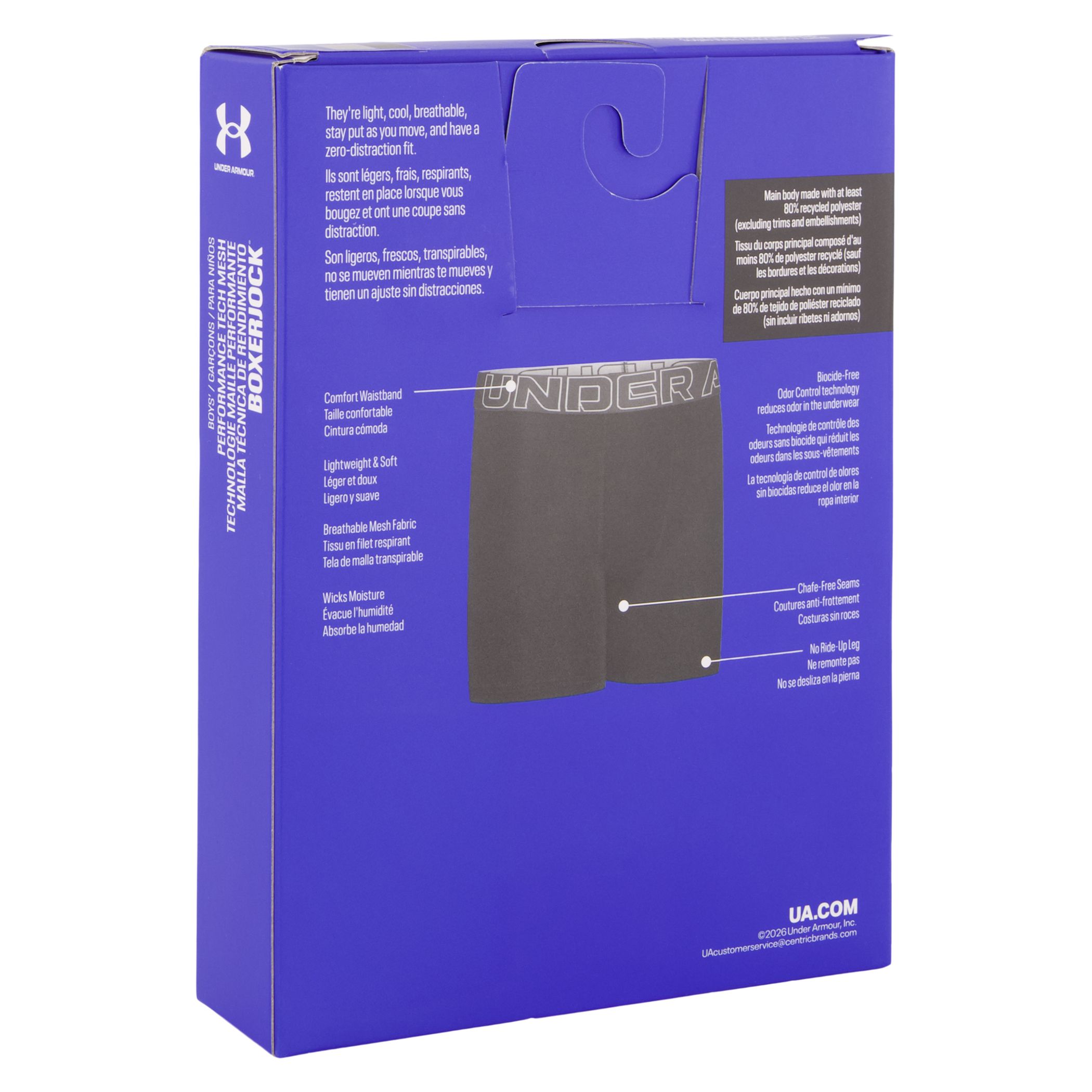 Under Armour Youth Performance Tech™ 4" Boxer Brief - 3pk