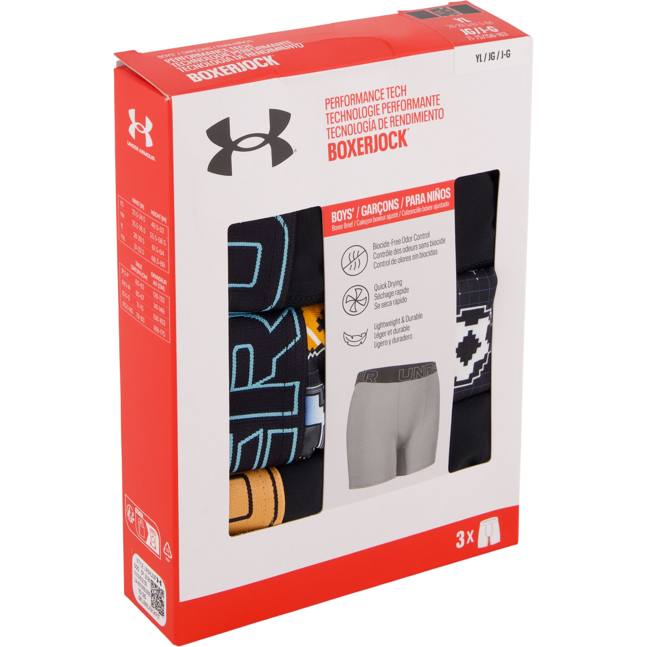 Under Armour Youth Performance Tech™  4" Moisture-Wicking Boxer Brief - 3pk