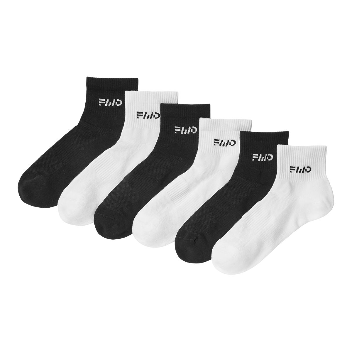 FWD Women's Mesh Quarter Socks, Arch Support, Breathable, 6-Pack