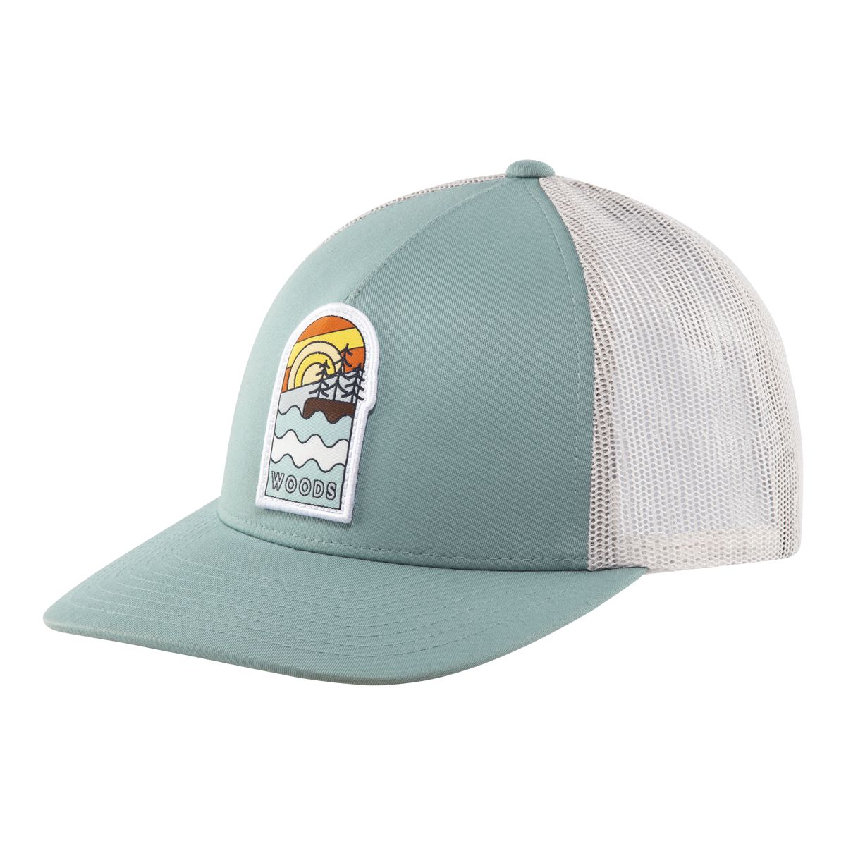 Woods Women's Sunset Island Trucker Hat Front_Angled_Left