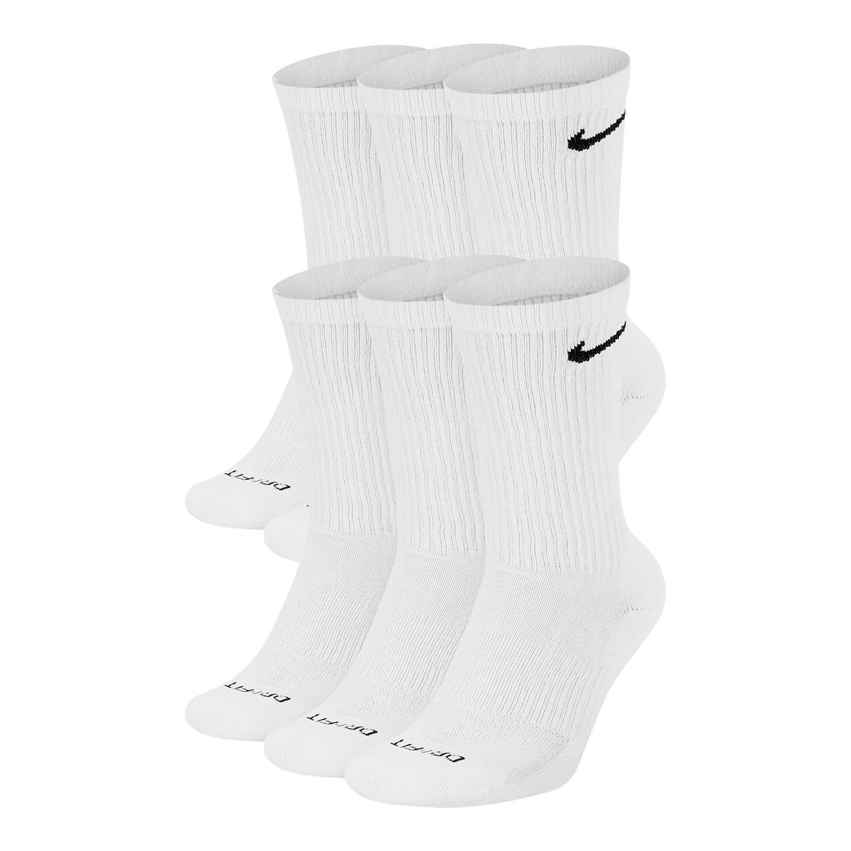 Nike Women's Everyday Plus Cushioned Athletic Crew Socks  Breathable 6-Pack