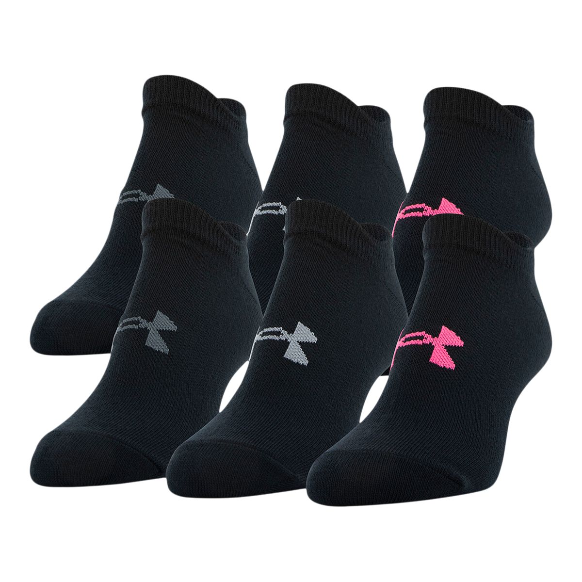 Under Armour Women's Essential No-Show Socks, Moisture-Wicking, 6-Pack