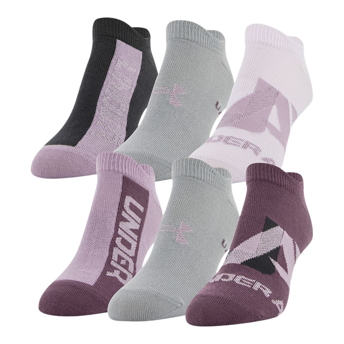 Under Armour Women's Essential No-Show Socks, Moisture-Wicking, 6-Pack