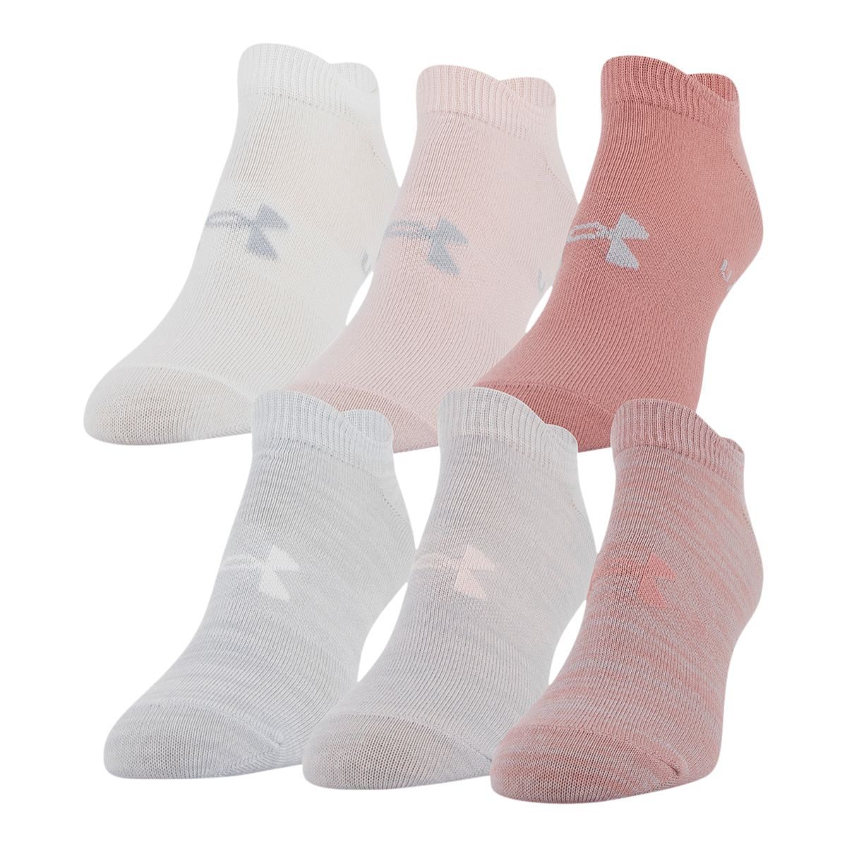 Under Armour Women's Essential No-Show Socks, Moisture-Wicking, 6-Pack