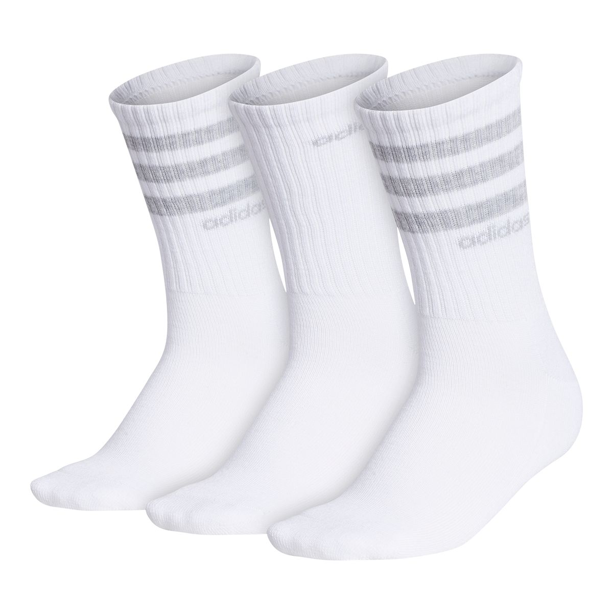 adidas Women's 3-Stripe  Crew Socks, Moisture-Wicking, 3-Pack Front_Angled_Left