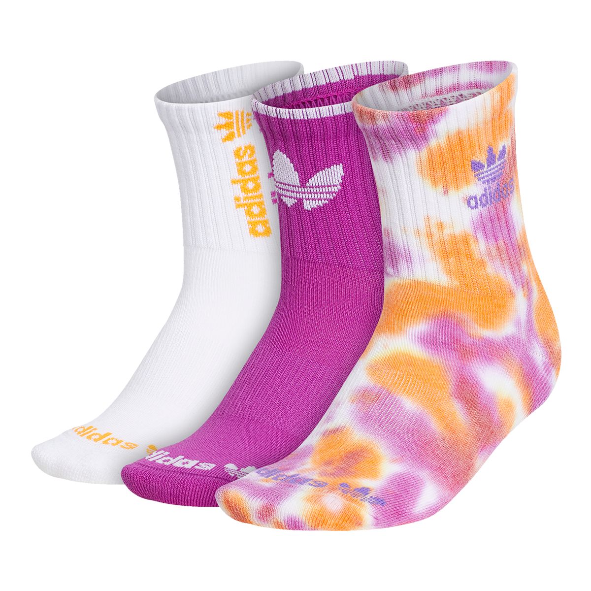 adidas Originals Women's Colour Wash Quarter Socks - 3 Pack Front_Angled_Left