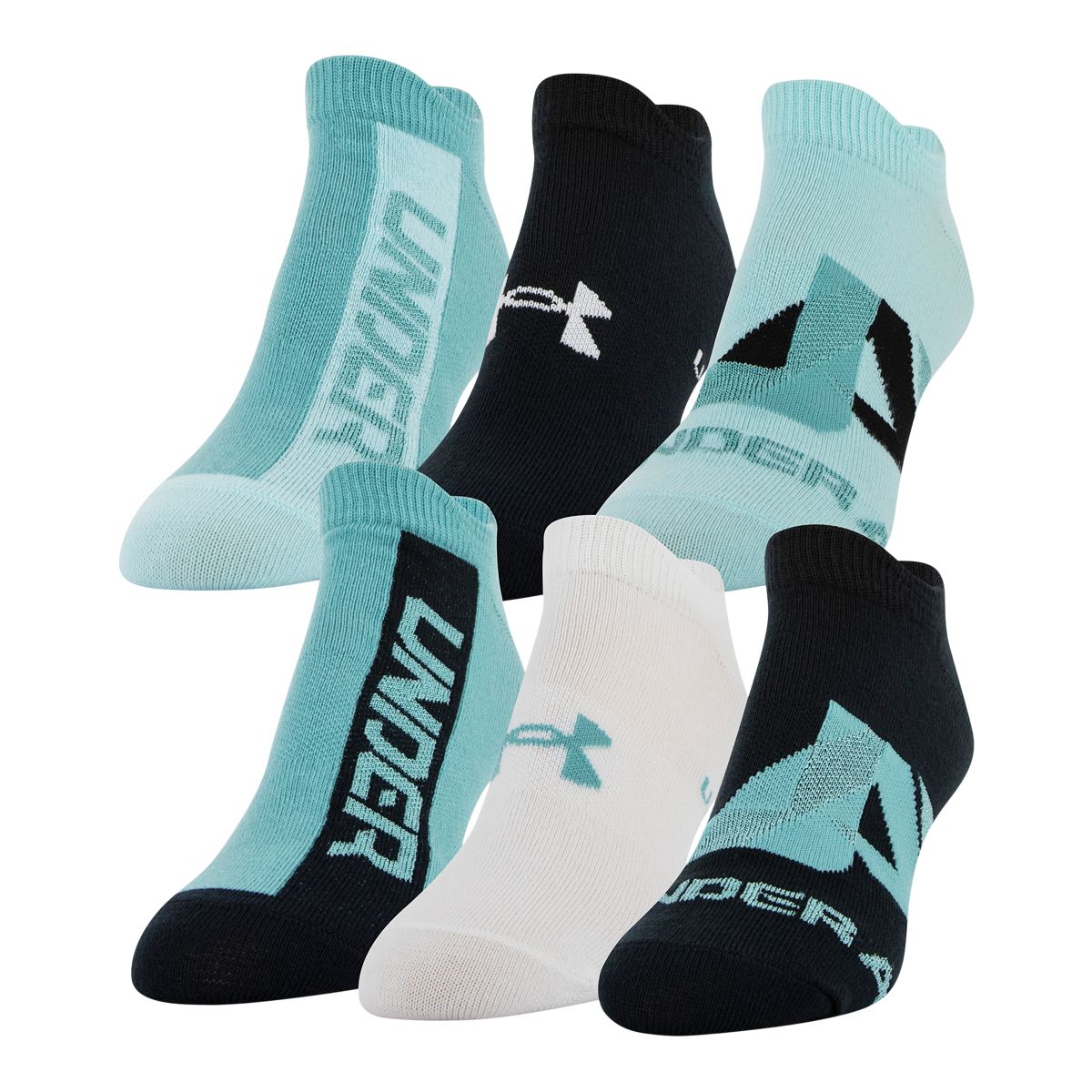 Under Armour Women's Essential No-Show Socks, Moisture-Wicking, 6-Pack