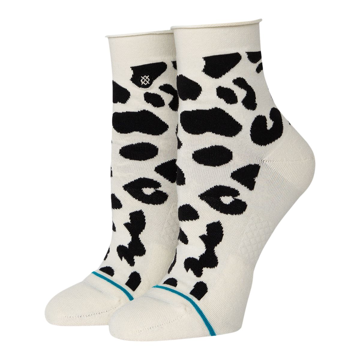 Stance Women's Lithe Quarter All Over Print Crew Socks Front_Angled_Left