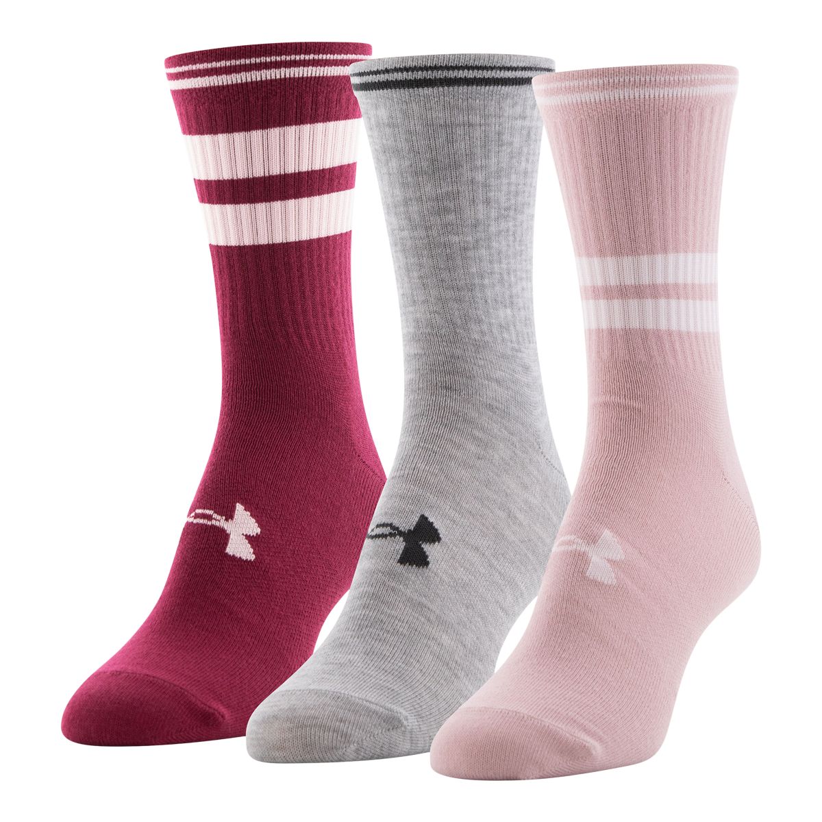 Under Armour Women's Essential Medium Crew Socks, Breathable, 3-Pack