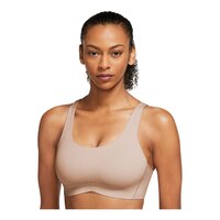 Nike Women's Alate Coverage Sports Bra, Medium Impact, Padded Front_Angled_Left