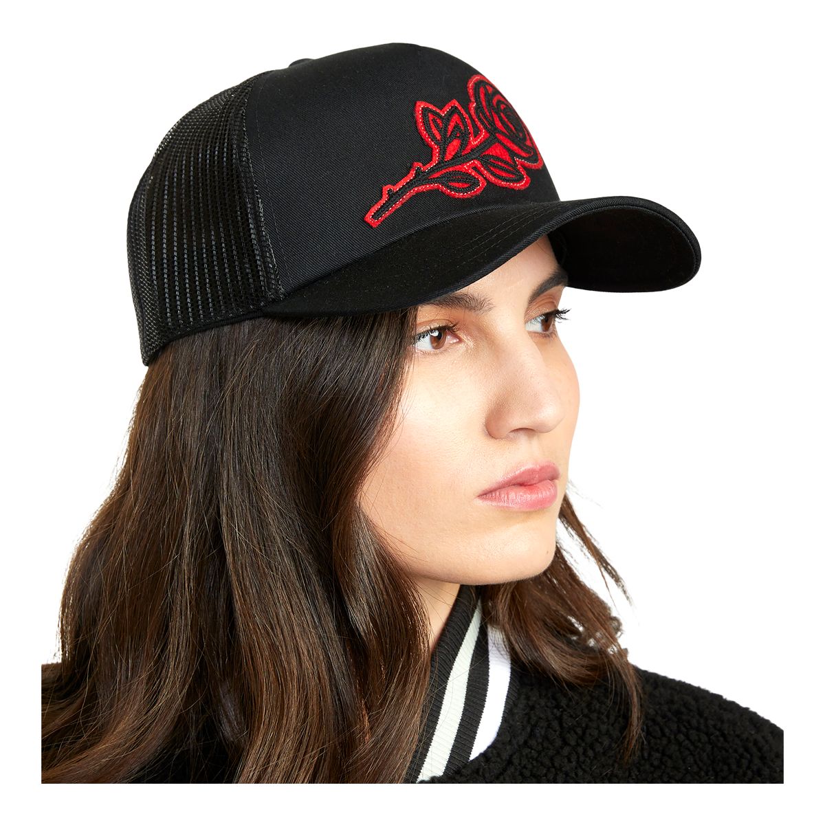RVCA Women's Oblow Rose Trucker Hat Front_Angled_Right