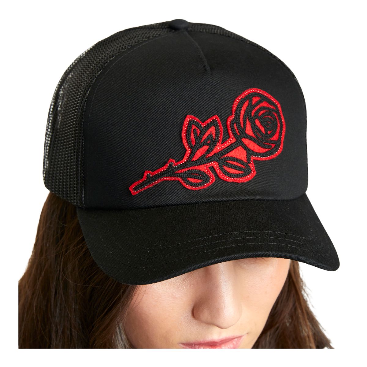 RVCA Women's Oblow Rose Trucker Hat Overhead_Plunge