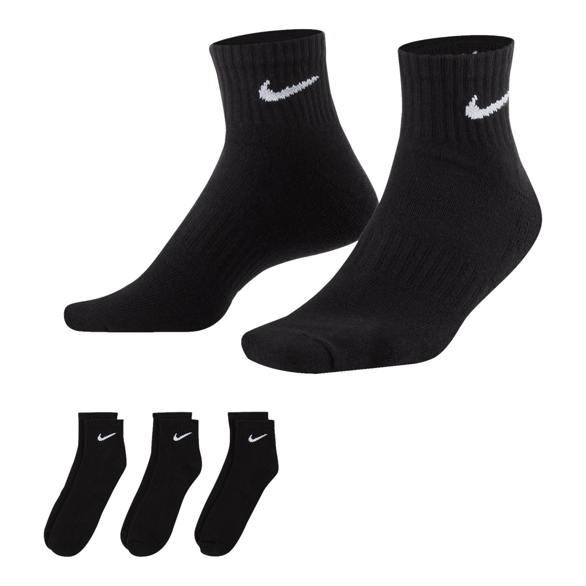 Nike Women's Everyday Cushioned Crew Quarter Socks - 3 Pack