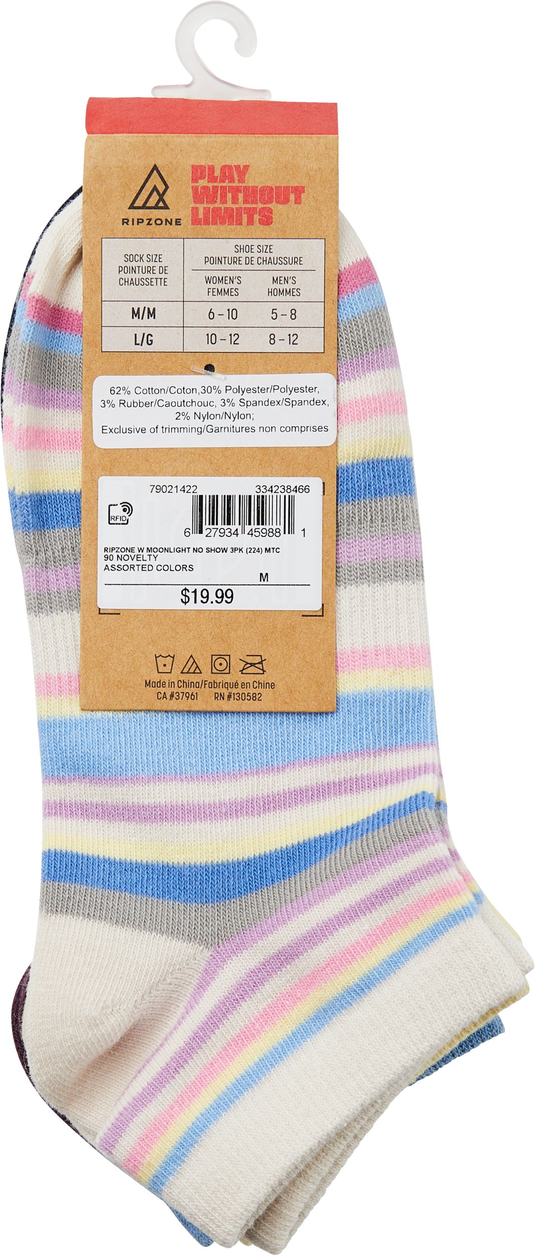 Ripzone Women's Moonlight No Show Socks - 3 pk