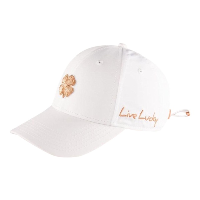 Black Clover Women's Hollywood 1 Adjustable Golf Hat Front_Angled_Left