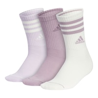 adidas Women's 3-Stripe Cushioned 3.0 Crew Socks - 3pk Front_Three_Fourths_Angled_Left