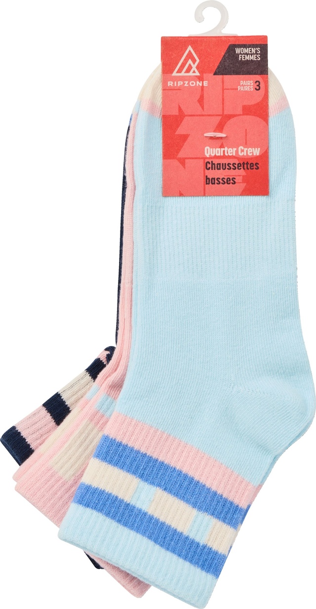 Ripzone Women's Blocks Quarter Socks - 3pk