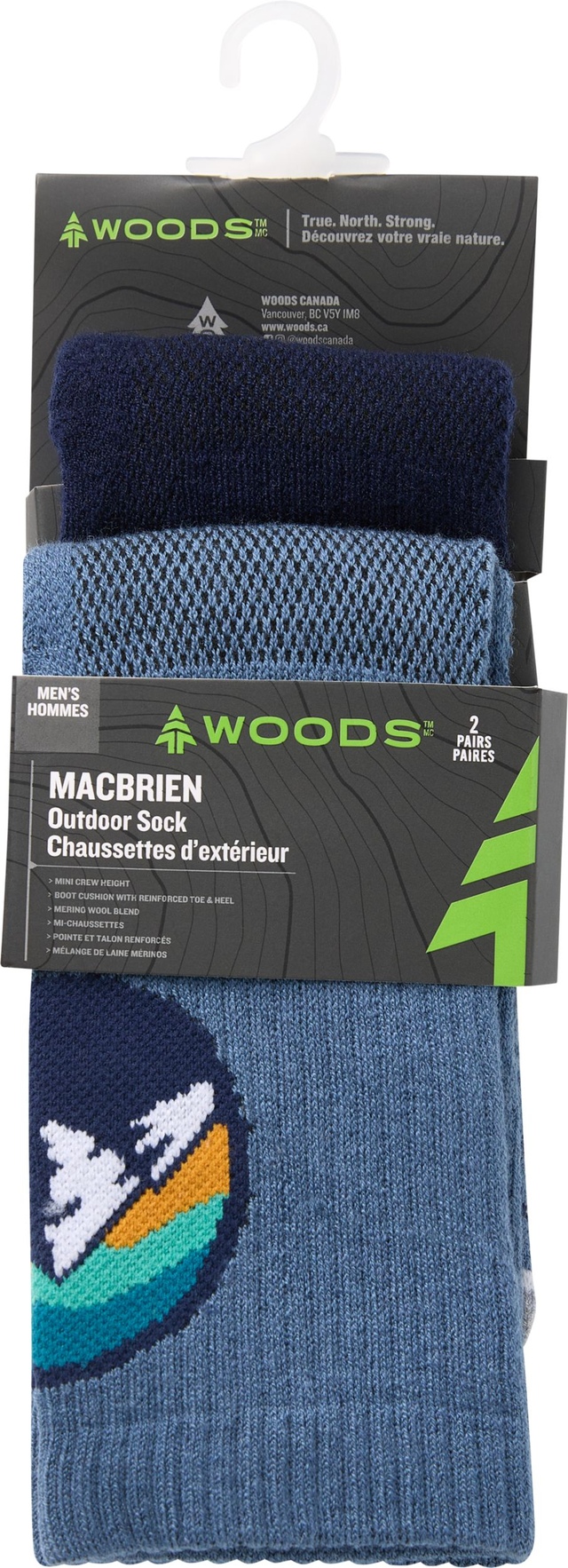 Woods Men's Macbrien Hiking Socks - 2 pk Front_Flat