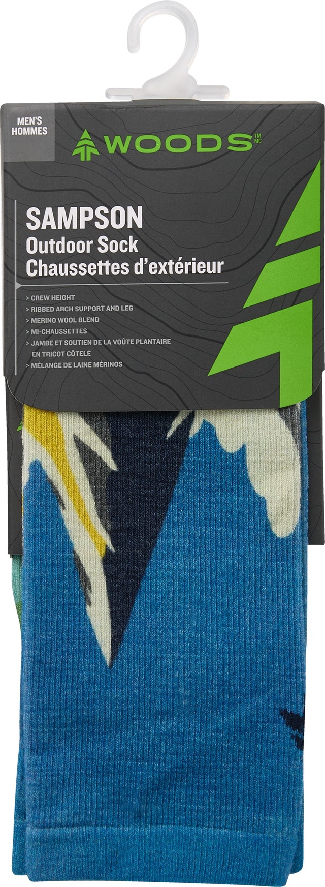Woods Men's Sampson Everyday Hiking Socks Front_Flat
