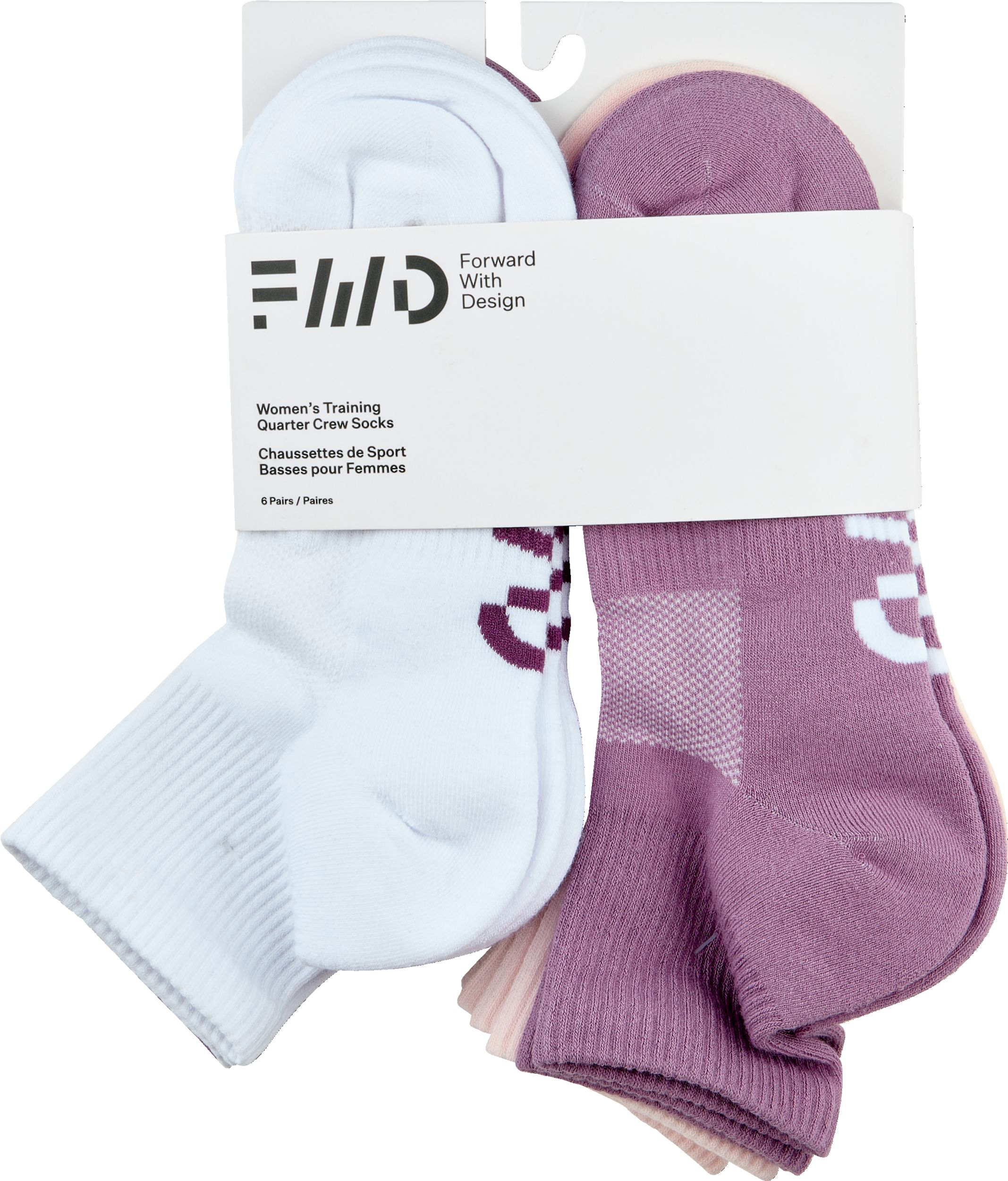 FWD Women's Athletic Quarter Crew Socks - 6pk