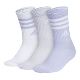 adidas Women's 3-Stripe Cushioned 3.0 Crew Socks - 3 pk Front_Three_Fourths_Angled_Left