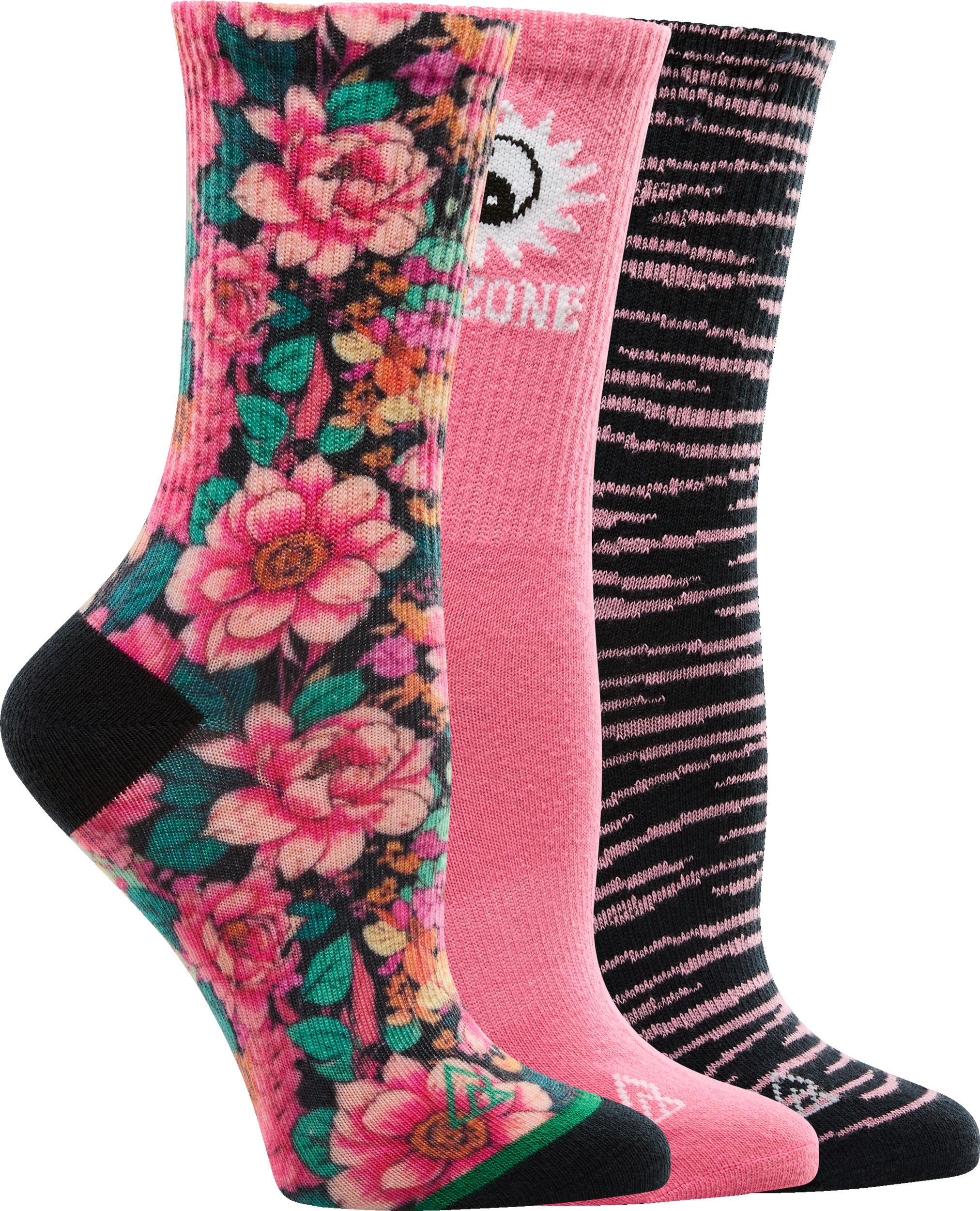 Ripzone Women's Floral Crew Socks - 3 Pack