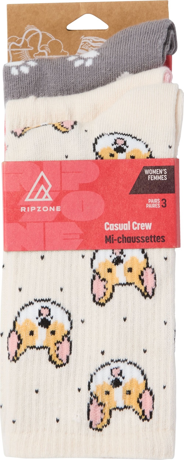 Ripzone Women's Corgi Crew Socks - 3 Pack Front_Flat