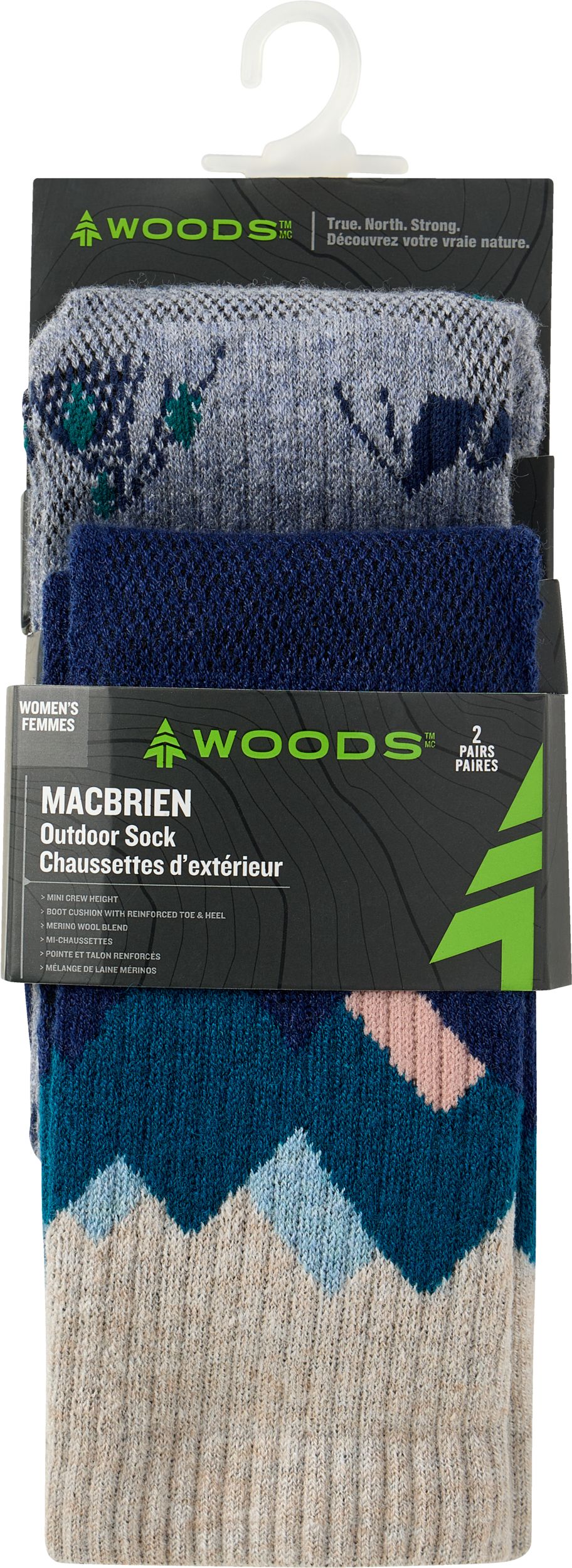 Woods Women's Macbrien Merino Wool Outdoor Socks 2-pk