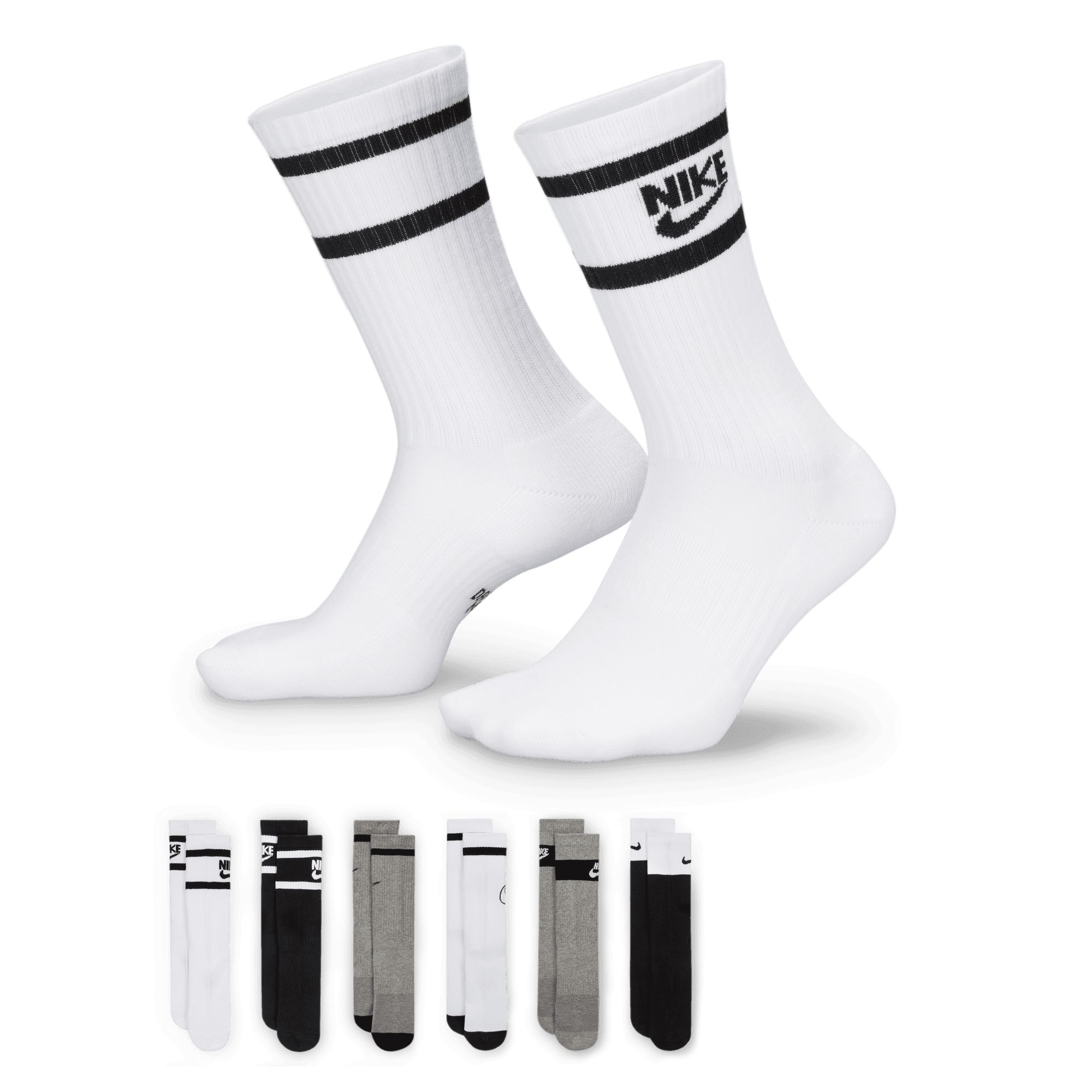 Nike Kids' Everyday Cushioned Graphic 2 Crew Socks - 6 Pack