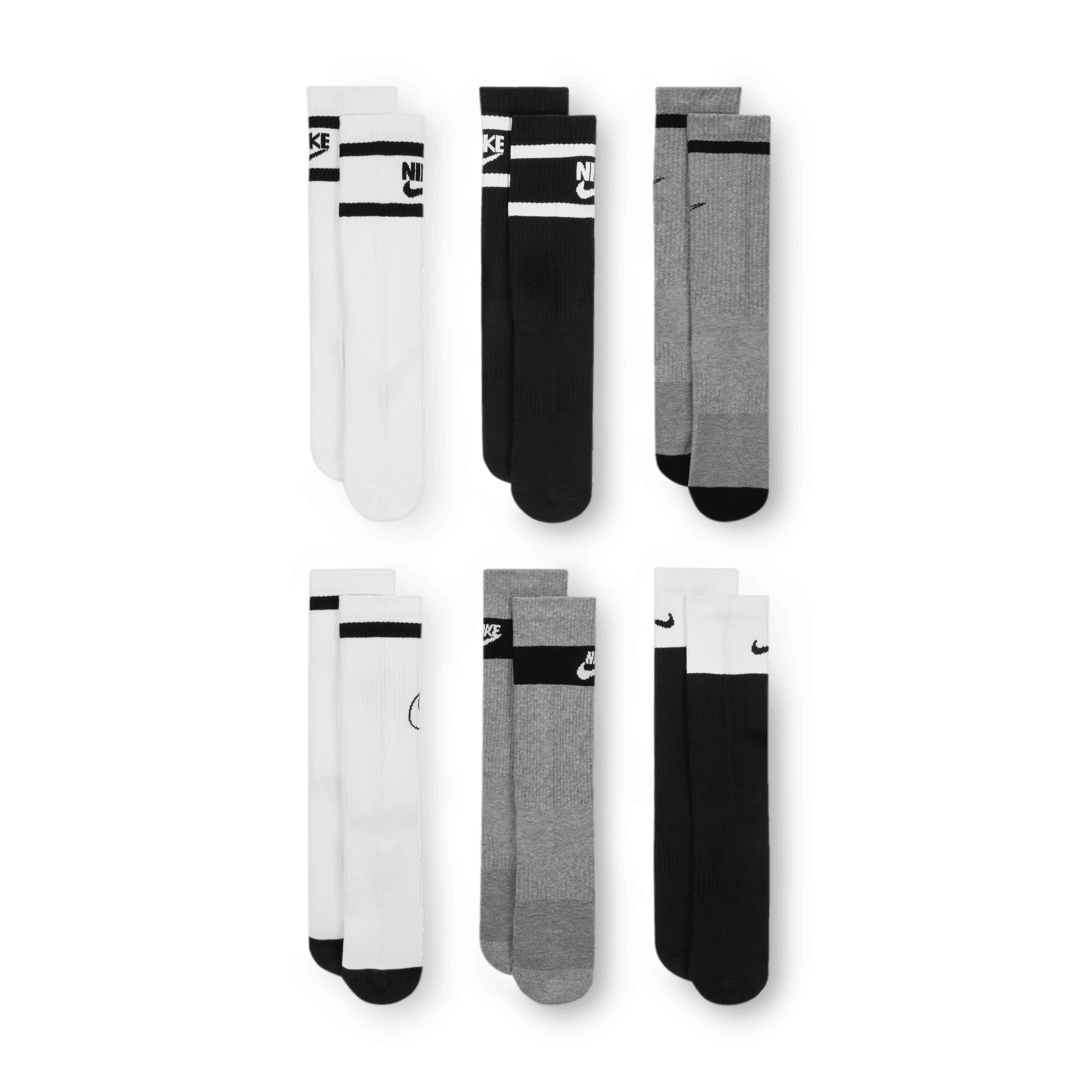 Nike Kids' Everyday Cushioned Graphic 2 Crew Socks - 6 Pack