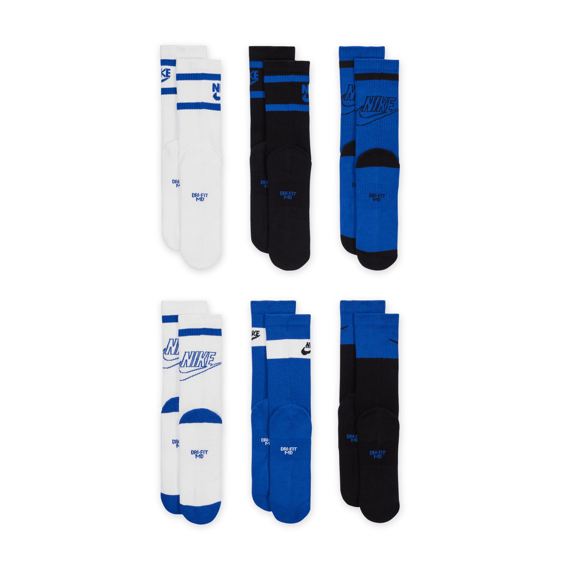 Nike Kids' Everyday Cushioned Graphic 2 Crew Socks - 6 Pack