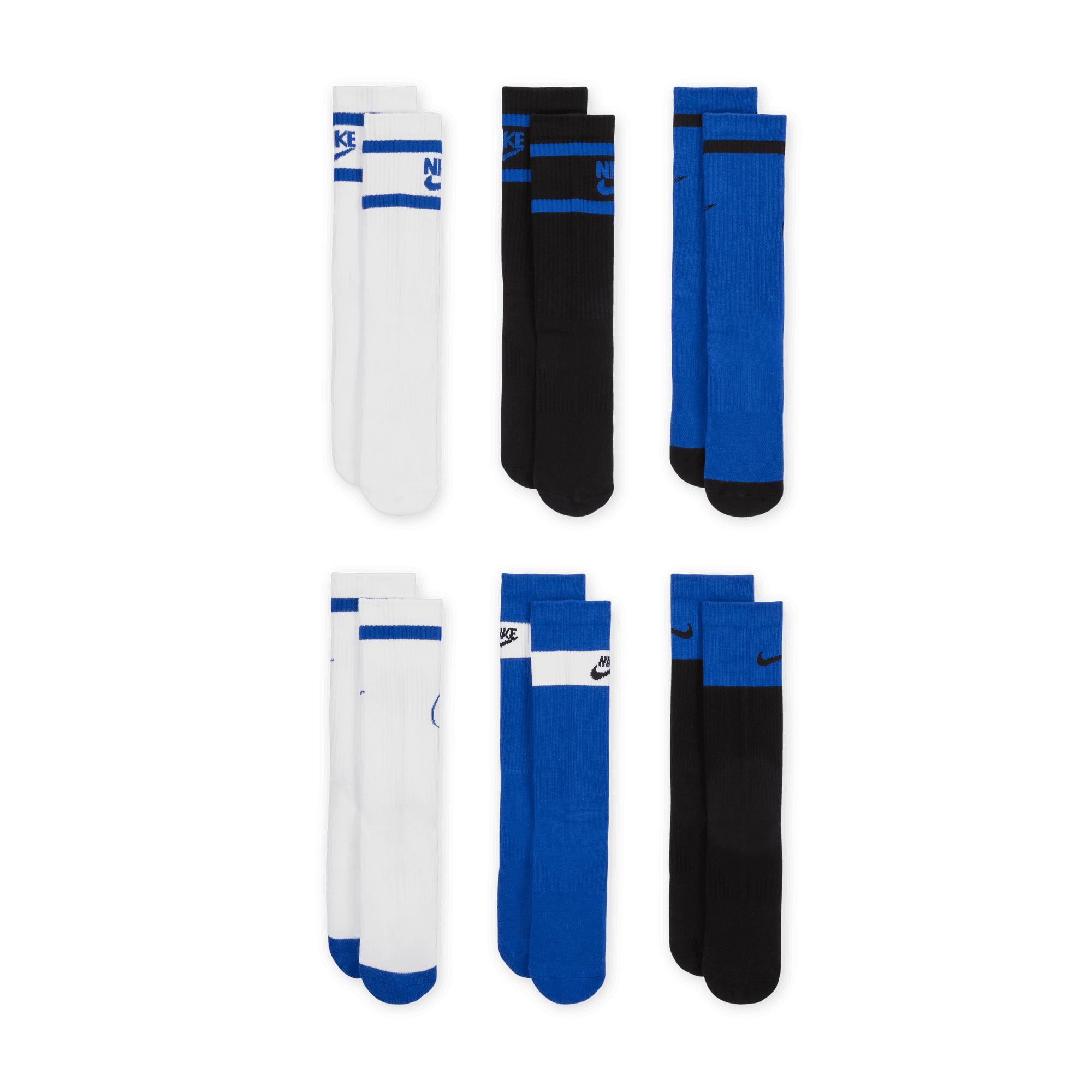 Nike Kids' Everyday Cushioned Graphic 2 Crew Socks - 6 Pack