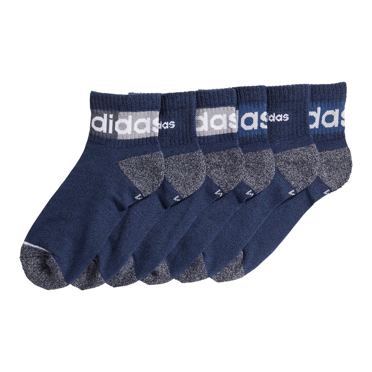 adidas Boys' Blocked Linerar Quarter Crew Socks - 6 Pack Side_Left
