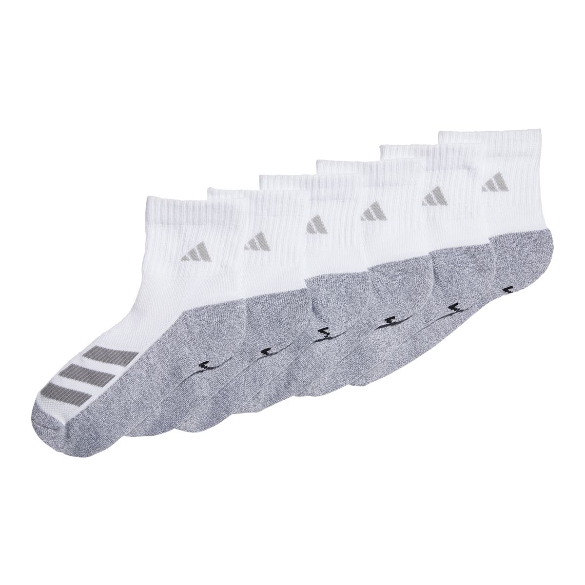 adidas Boys' Y Angle Stripe Cushion Quarter Socks - 6 Pack
