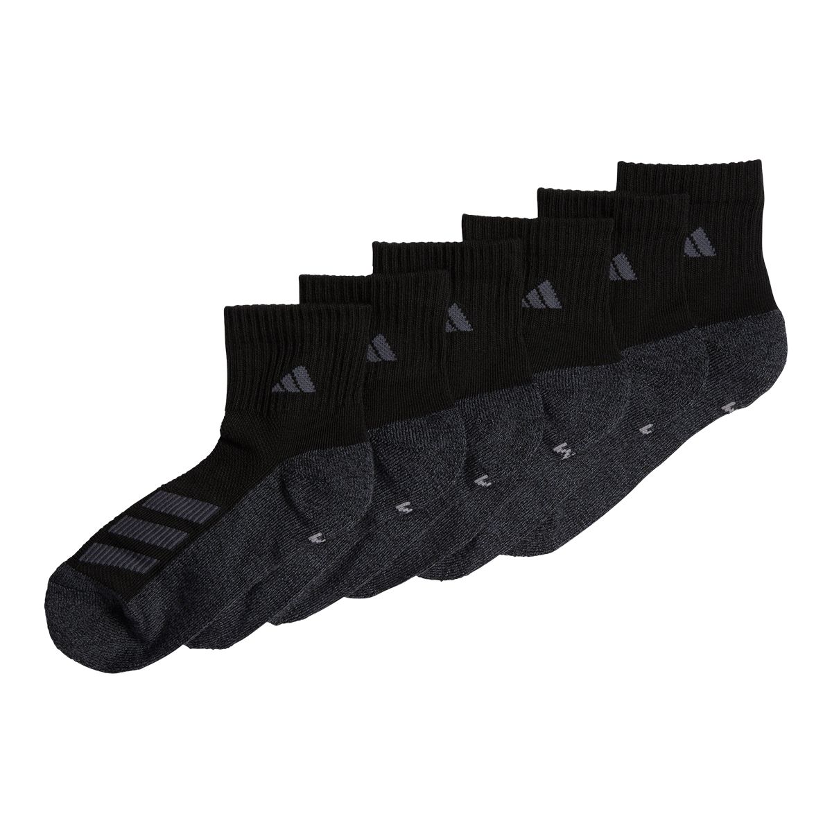 adidas Boys' Y Angle Stripe Cushion Quarter Socks - 6 Pack