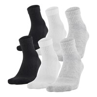 Under Armour Kids' Training Cotton Quarter Crew Socks - 6 pk Front_Three_Fourths_Angled_Left